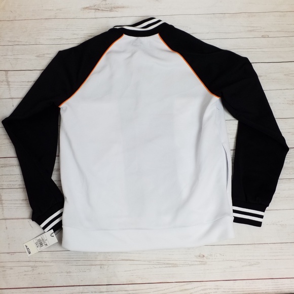 Small Mens Zip Sweatshirt Black White Orange New - Picture 4 of 4